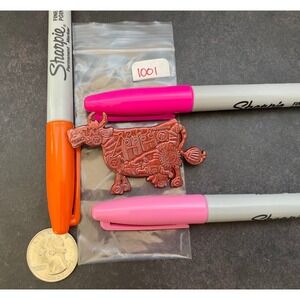 Destination Imagination Wisconsin Steampunk Cow Pin Orange Pink Mechanical Gear